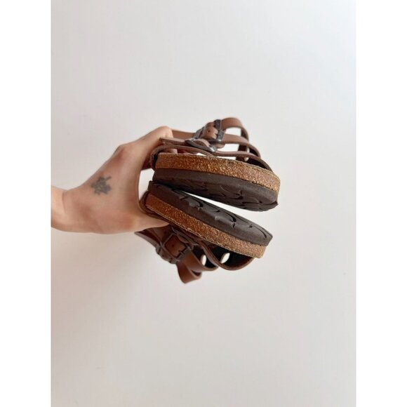 BIRKENSTOCK Florida Habana Brown Leather Triple Strap Slides Sandals, Size 37 - Picture 9 of 16